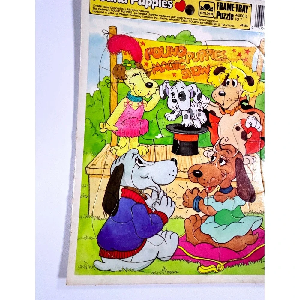 Vintage 1986 Pound Puppies Magic Show Golden Frame-Tray Puzzle Tonka 4612A